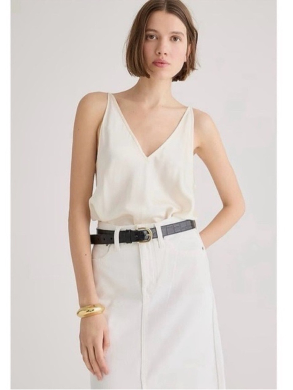 NWT J. Crew Carrie 100% Silk Cream V-Neck Camisole - small